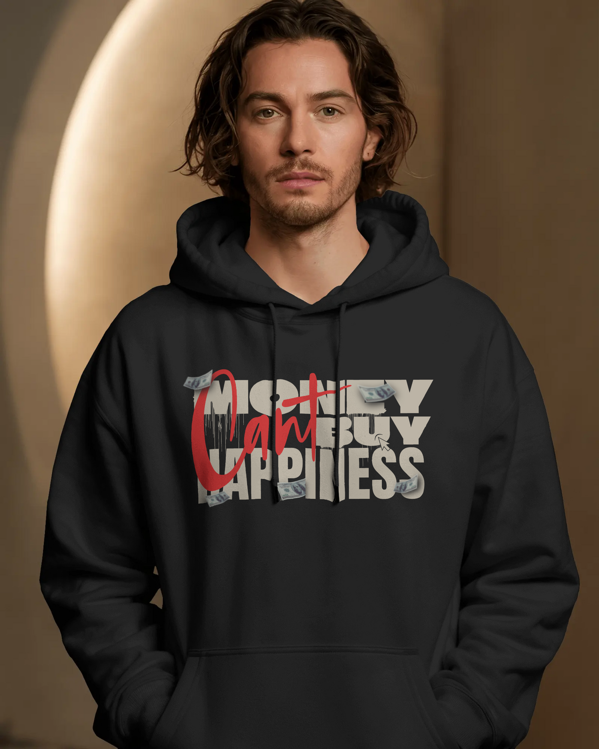 Money Can't Buy Happiness Drop Shoulder Hoodie